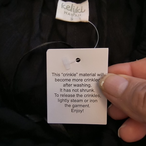 Keliki Hawaiian Romper Maxi Dress Women's Sz S Black Krinkle Tropical Beachwear - Picture 6 of 14